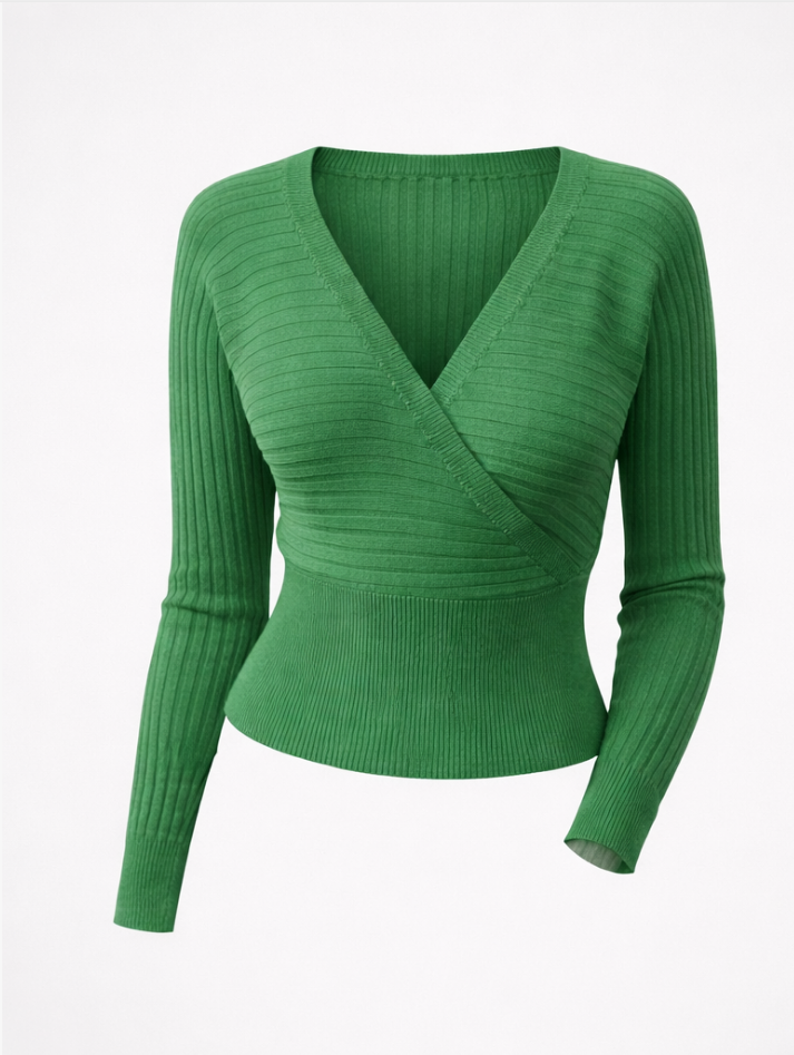 R&B | Pullover - Damen Frühling Off-Shoulder V-Ausschnitt Kreuz Vorderseite Gestrickter Pullover