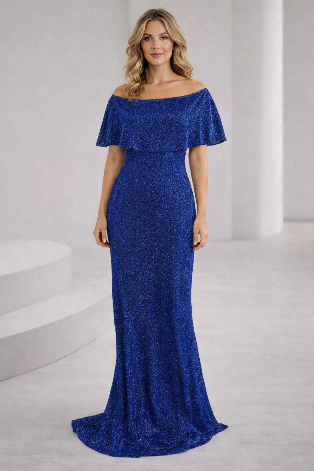 Damen Elegantes und funkelndes Abendensemble mit Off-Shoulder-Design und weitem Bein R&B