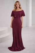 Damen Elegantes und funkelndes Abendensemble mit Off-Shoulder-Design und weitem Bein R&B