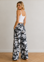 Damen Militärische Camouflage-Muster Mischgewe Cargo-Palazzo-Hose
