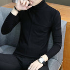 Herren nan feiner Rollkragenpullover aus Feinstrick mit geometrischer Struktur und schmaler Passform R&B