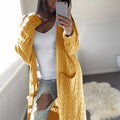 Damen gemusterter Strickmantel mit praktischen Taschen und offenem Schnitt R&B