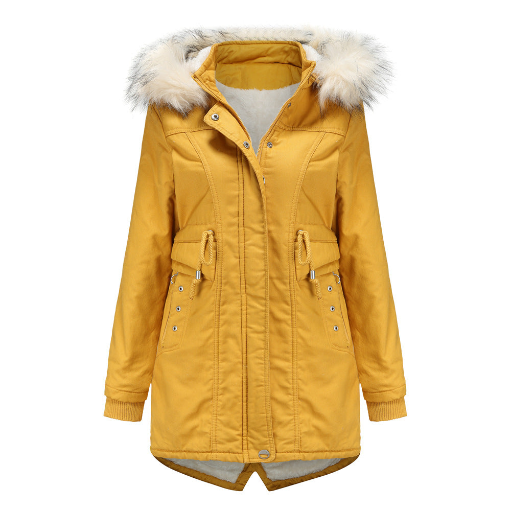 Damen moderne Parka mit abnehmbarem Kunstfellkragen und seitlichen Taschen R&B