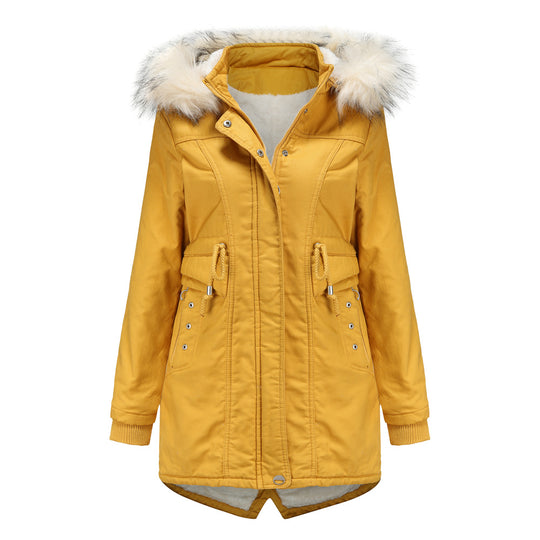 Damen moderne Parka mit abnehmbarem Kunstfellkragen und seitlichen Taschen R&B