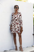 Damen Freizeitkleid mit floralem Design und elegantem V-Ausschnitt R&B
