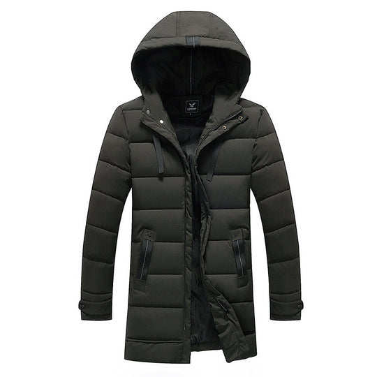 Damen längliche Steppjacke mit Kapuze und praktischen Taschen R&B