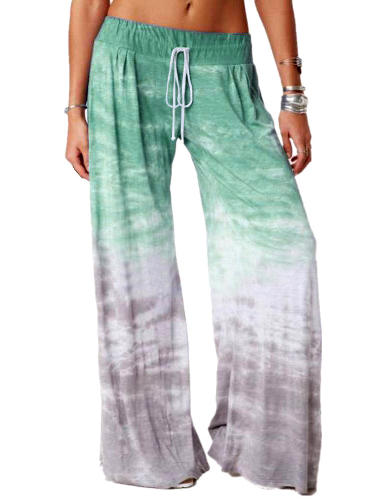 Damen weite Strandhose mit elastischem Bund und modischem Batikdesign R&B
