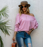 Damen lässiger Strickpullover mit weit geschnittenen Ärmeln und eleganter Maschenstruktur R&B