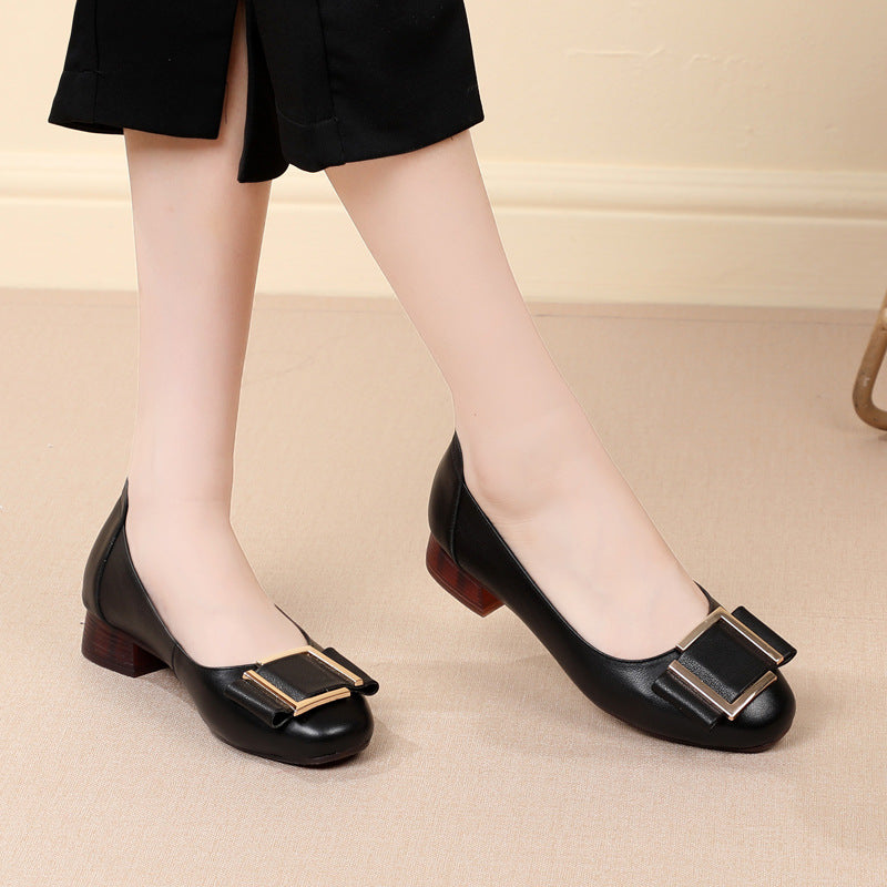 Damen elegante Ballerinas mit modischem Schnallendetail und komfortablem Blockabsatz R&B