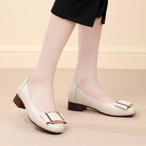 Damen elegante Ballerinas mit modischem Schnallendetail und komfortablem Blockabsatz R&B