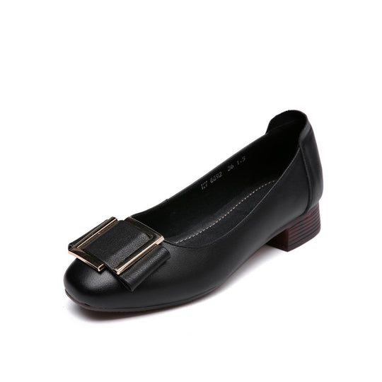 Damen elegante Ballerinas mit modischem Schnallendetail und komfortablem Blockabsatz R&B