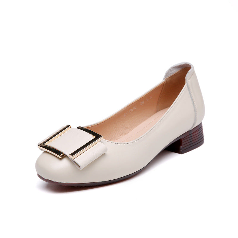 Damen elegante Ballerinas mit modischem Schnallendetail und komfortablem Blockabsatz R&B