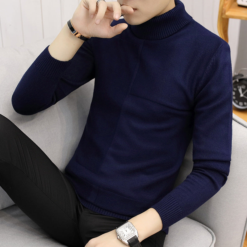Herren nan feiner Rollkragenpullover aus Feinstrick mit geometrischer Struktur und schmaler Passform R&B