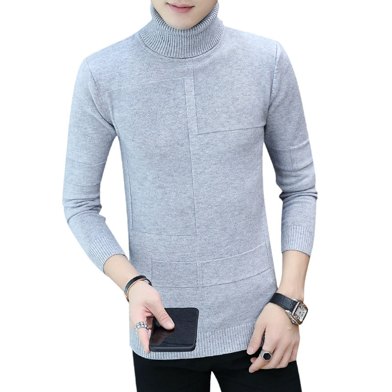 Herren nan feiner Rollkragenpullover aus Feinstrick mit geometrischer Struktur und schmaler Passform R&B