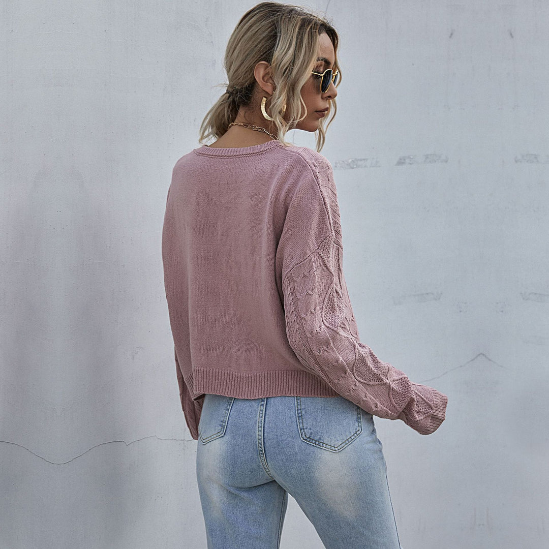 Damen lässiger Strickpullover mit exklusivem Zopfdesign R&B