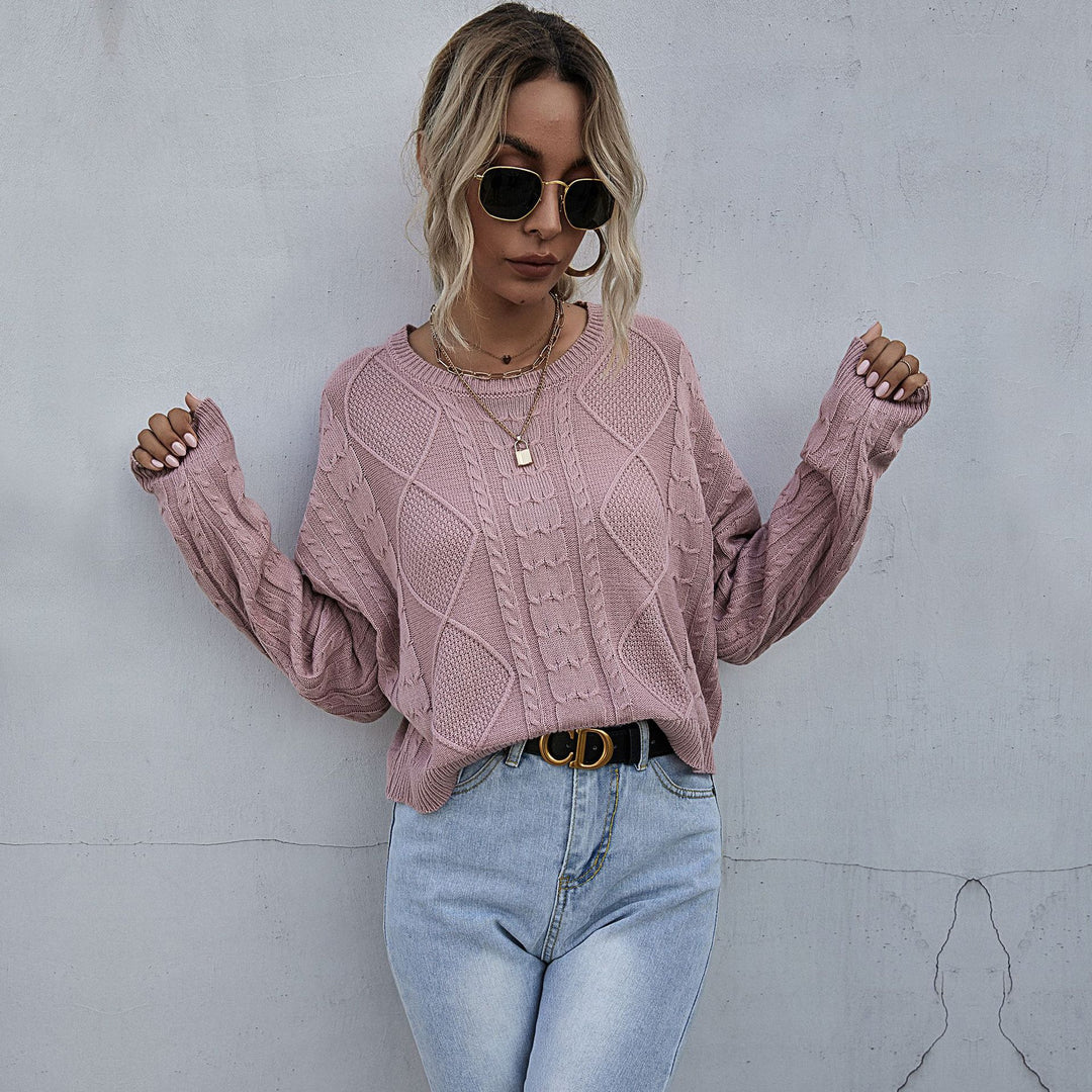 Damen lässiger Strickpullover mit exklusivem Zopfdesign R&B