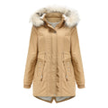 Damen moderne Parka mit abnehmbarem Kunstfellkragen und seitlichen Taschen