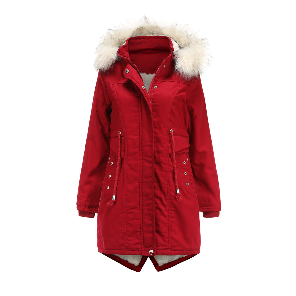 Damen moderne Parka mit abnehmbarem Kunstfellkragen und seitlichen Taschen R&B