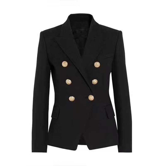 Damen Elegante Doppelreihige Blazerjacke mit goldenen Knöpfen R&B