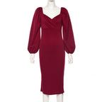 R&B | Ein-Wort-Schulter rückenfreies schlankes Kleid