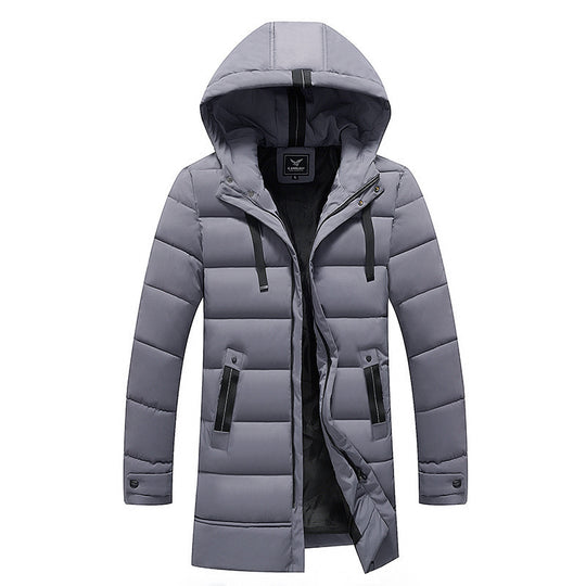 Damen längliche Steppjacke mit Kapuze und praktischen Taschen R&B