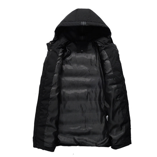 Damen längliche Steppjacke mit Kapuze und praktischen Taschen R&B