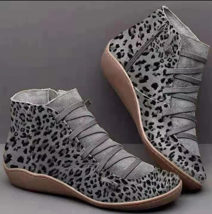 Damen nan knöchelhoher Softleder-Sneakerboot mit seitlichem Reißverschluss elastischer Zierschnürung und ergonomischer Komfortsohle R&B
