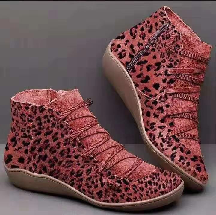 Damen nan knöchelhoher Softleder-Sneakerboot mit seitlichem Reißverschluss elastischer Zierschnürung und ergonomischer Komfortsohle R&B