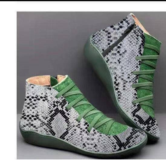 Damen nan knöchelhoher Softleder-Sneakerboot mit seitlichem Reißverschluss elastischer Zierschnürung und ergonomischer Komfortsohle R&B