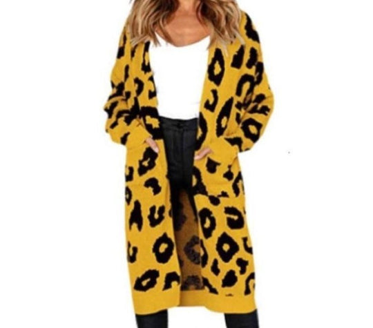 Damen Langstrickjacke mit trendigem Leopardenmuster R&B