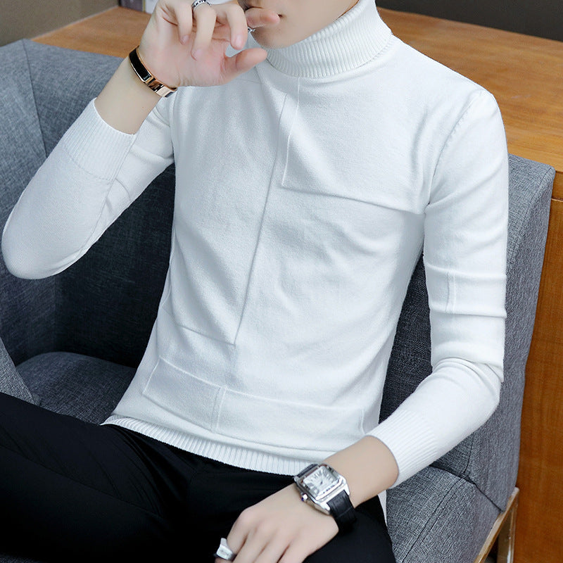 Herren nan feiner Rollkragenpullover aus Feinstrick mit geometrischer Struktur und schmaler Passform R&B