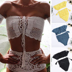 Damen Häkel-Bikini-Set mit dekorativen Fransen und trendigem Oberteil EB