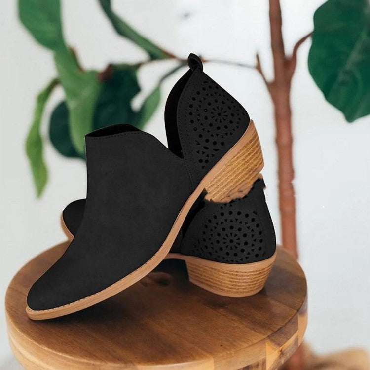 Damen Elegante Ankle Boots mit luftiger Lochmuster-Optik R&B