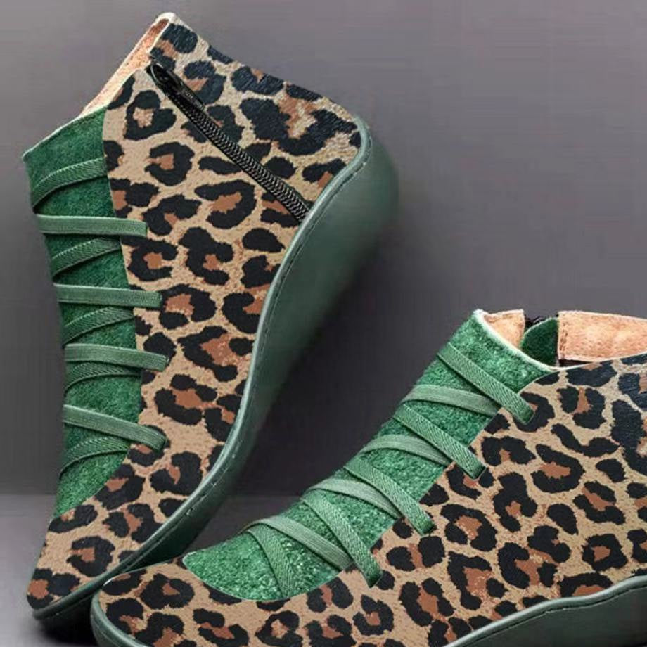Damen nan knöchelhoher Softleder-Sneakerboot mit seitlichem Reißverschluss elastischer Zierschnürung und ergonomischer Komfortsohle R&B
