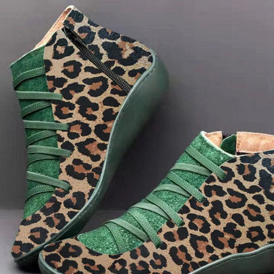 Damen nan knöchelhoher Softleder-Sneakerboot mit seitlichem Reißverschluss elastischer Zierschnürung und ergonomischer Komfortsohle R&B