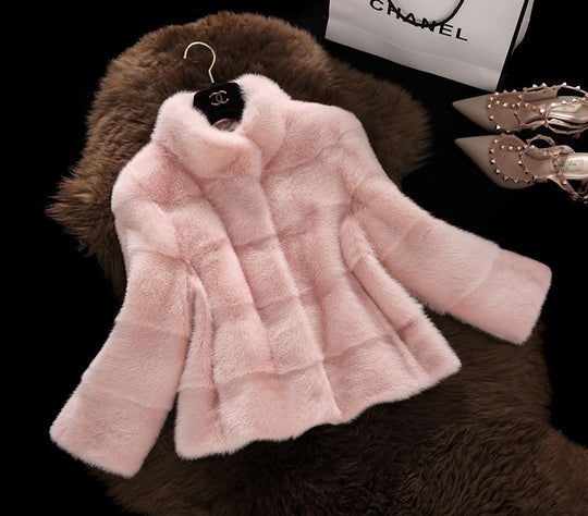 Damen Kunstpelzjacke mit modernem Schnitt und hohem Kragen R&B