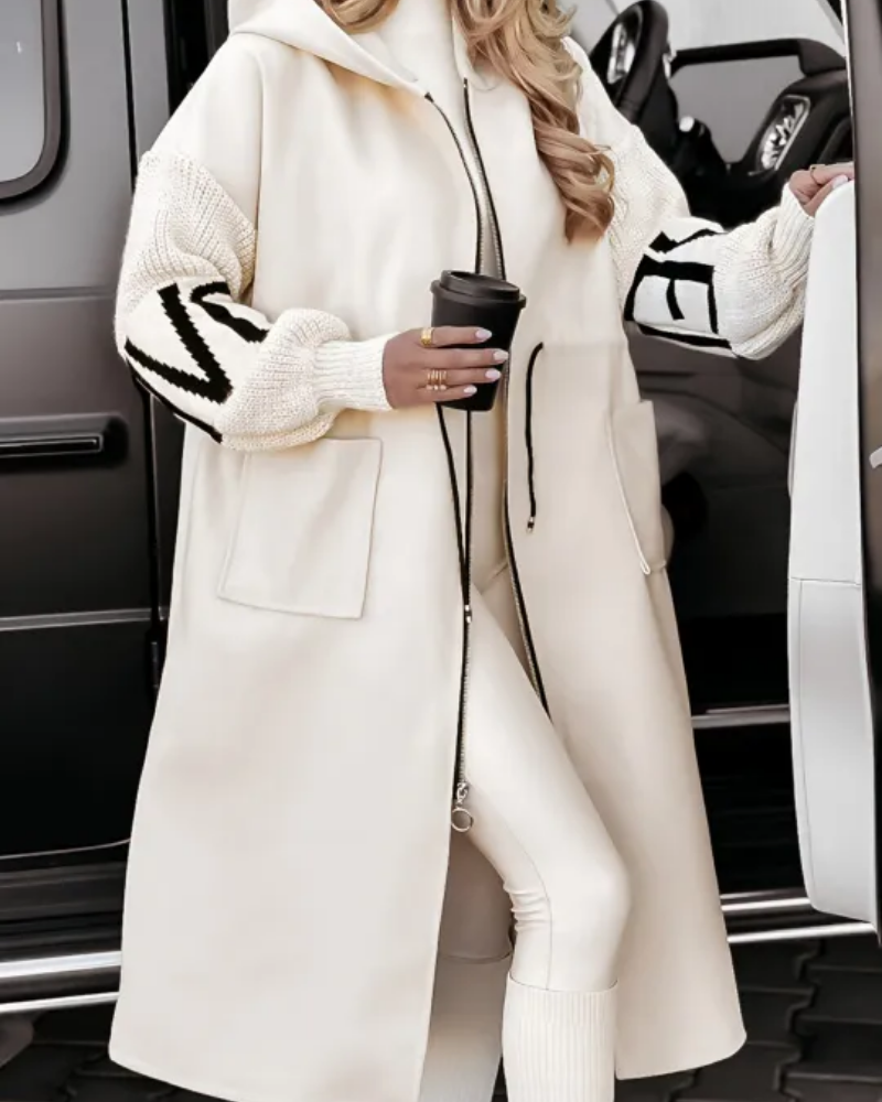 R&B | Lässige Kapuzenjacke mit Strickärmeln