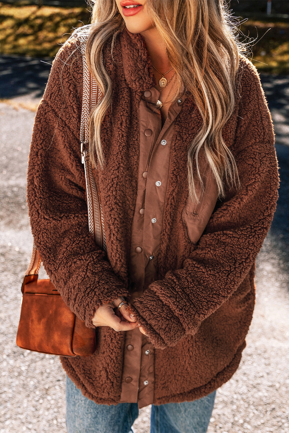 R&B | Oversized Teddyjacke Polyester Warm und Bequem