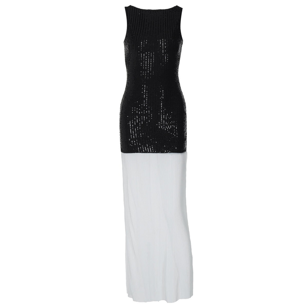 R&B | Ärmelloses langes Kleid mit Pailletten und Neckholder