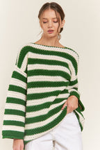 R&B | Grün gestreifter Pullover