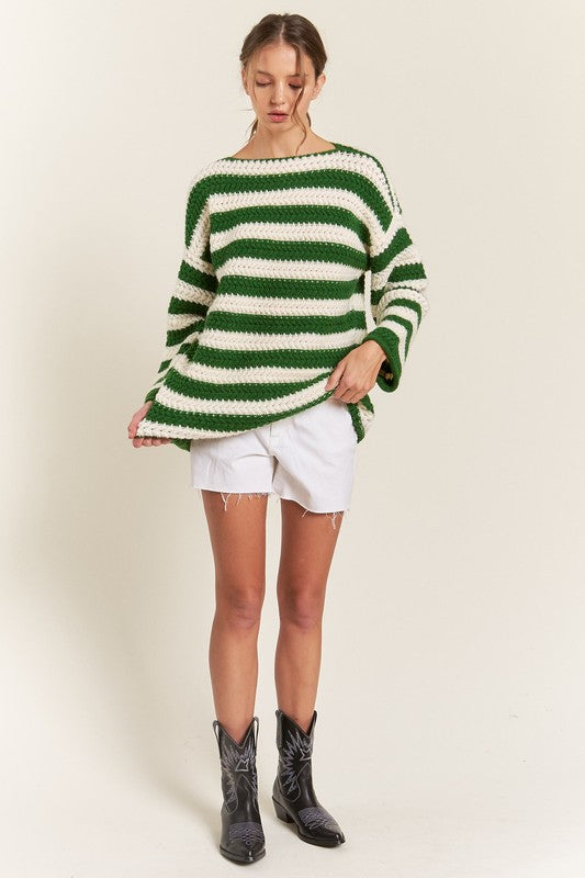 R&B | Grün gestreifter Pullover