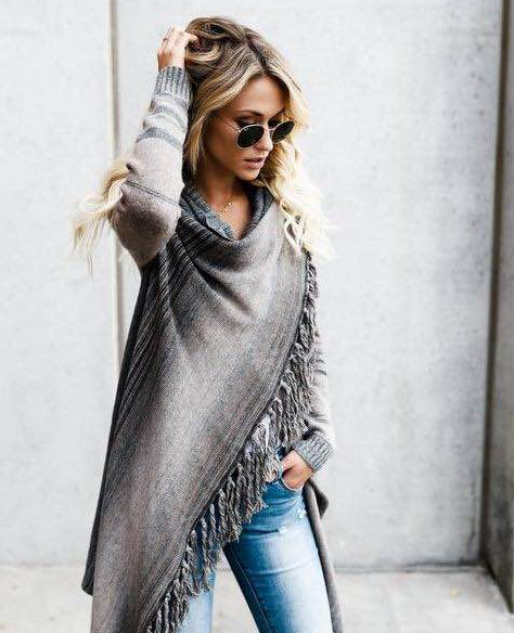 R&B | Herbst und Winter Mittellange Strickjacke