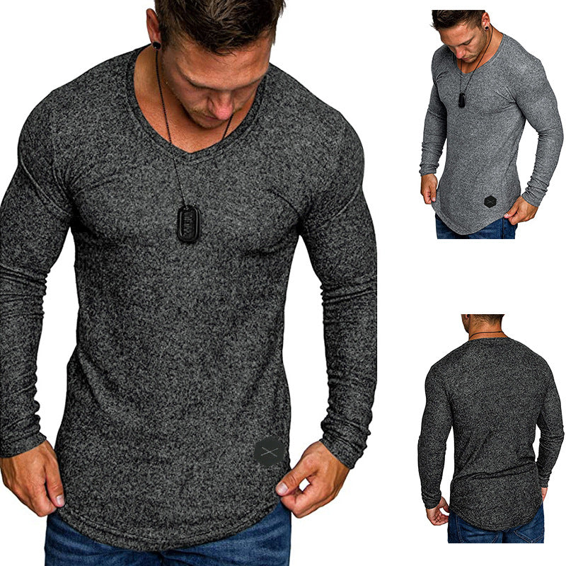 Herren Langarmshirt mit modernem V-Ausschnitt und komfortabler Passform