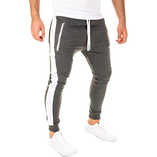 Herren Sportliche Jogginghose mit seitlichen Reißverschlusstaschen und elastischem Bund R&B