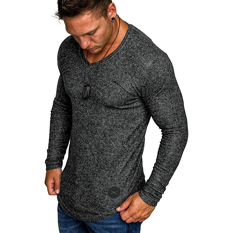 Herren Langarmshirt mit modernem V-Ausschnitt und körperbetonter Passform