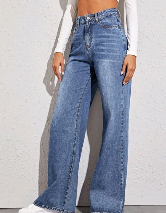 Damen weit geschnittene High-Waist Jeans im casual Look R&B