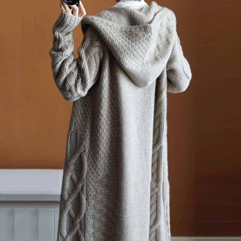 Damen Strickjacke mit Kapuze und feiner Struktur R&B