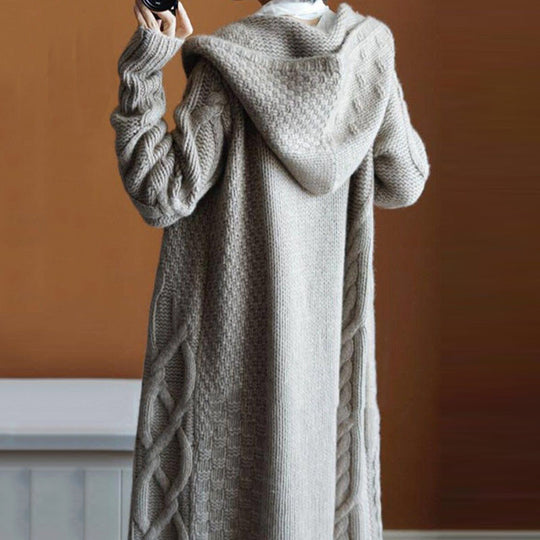 Damen Strickjacke mit Kapuze und feiner Struktur R&B