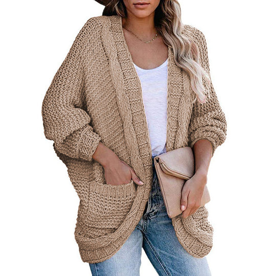 Damen Grobstrickcardigan mit lässigen Taschen und modischem Schnitt R&B