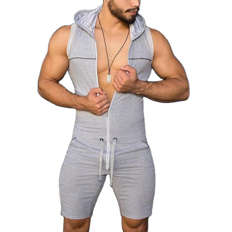 Herren Ärmelloser Freizeitanzug mit Kapuze und praktischem Kordelzug R&B